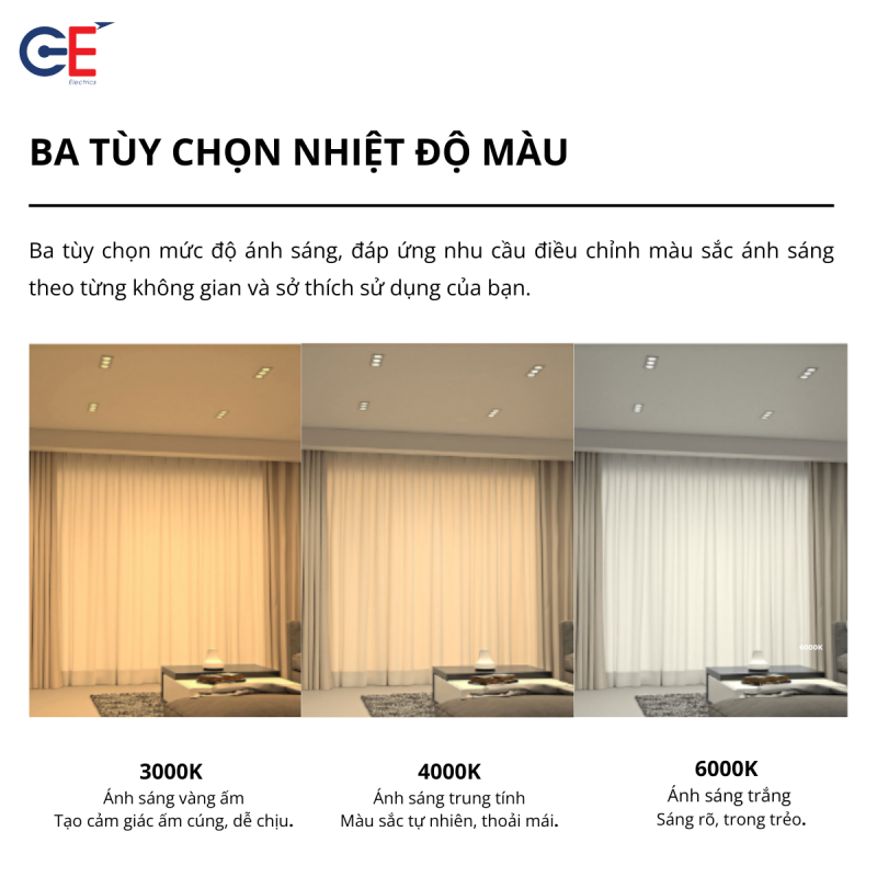 3 nhiệt độ màu tùy chọn