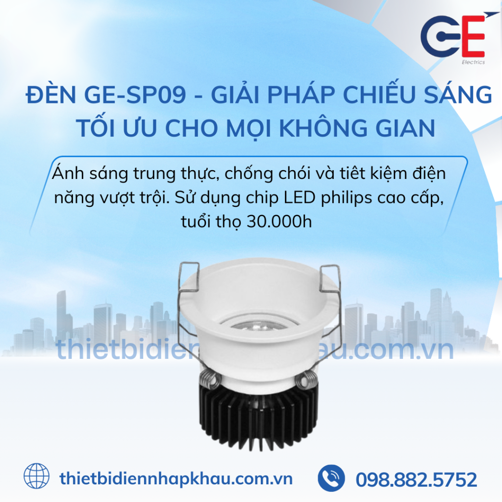 Đèn Spotlight âm trần GE-SP09 đa dạng màu ánh sáng