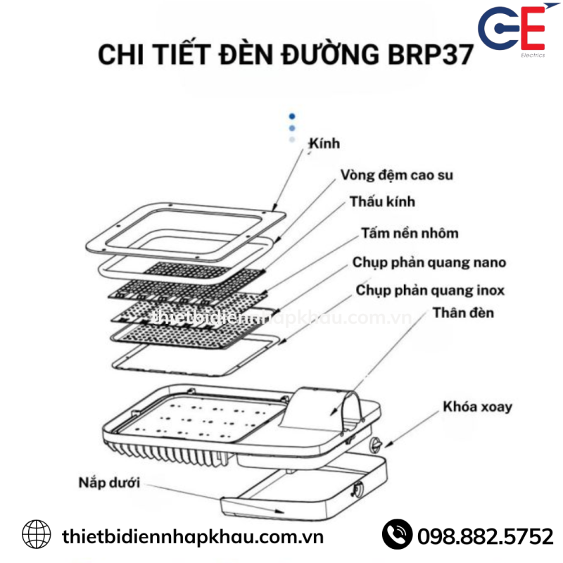 Đèn đường Philips 150W GE-BRP37 thiết kế thân thiện với môi trường 
