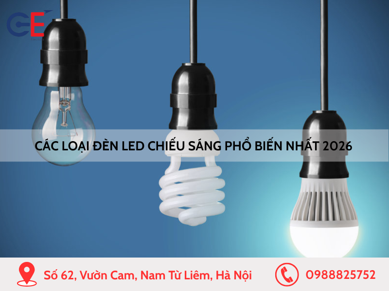 Các loại đèn LED chiếu sáng phổ biến nhất 2026