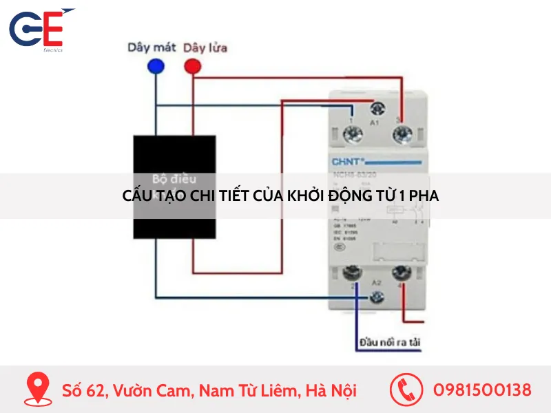 Cấu tạo chi tiết của khởi động từ 1 pha