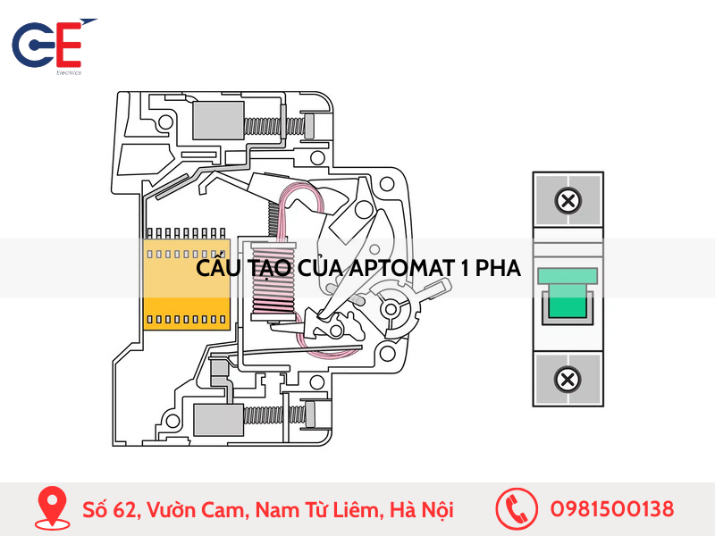 Cấu tạo của aptomat 1 pha