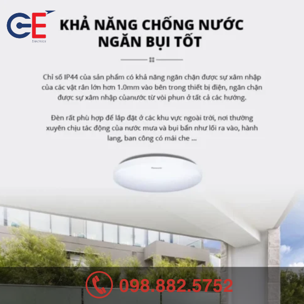 Đặc điểm của Đèn ốp trần tròn cảm biến và chống thấm IP44 Panasonic 12W