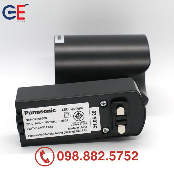 Đèn Led gắn thanh ray Panasonic màu đen 7W Đèn Led chiếu điểm gắn thanh ray Panasonic màu đen 7W