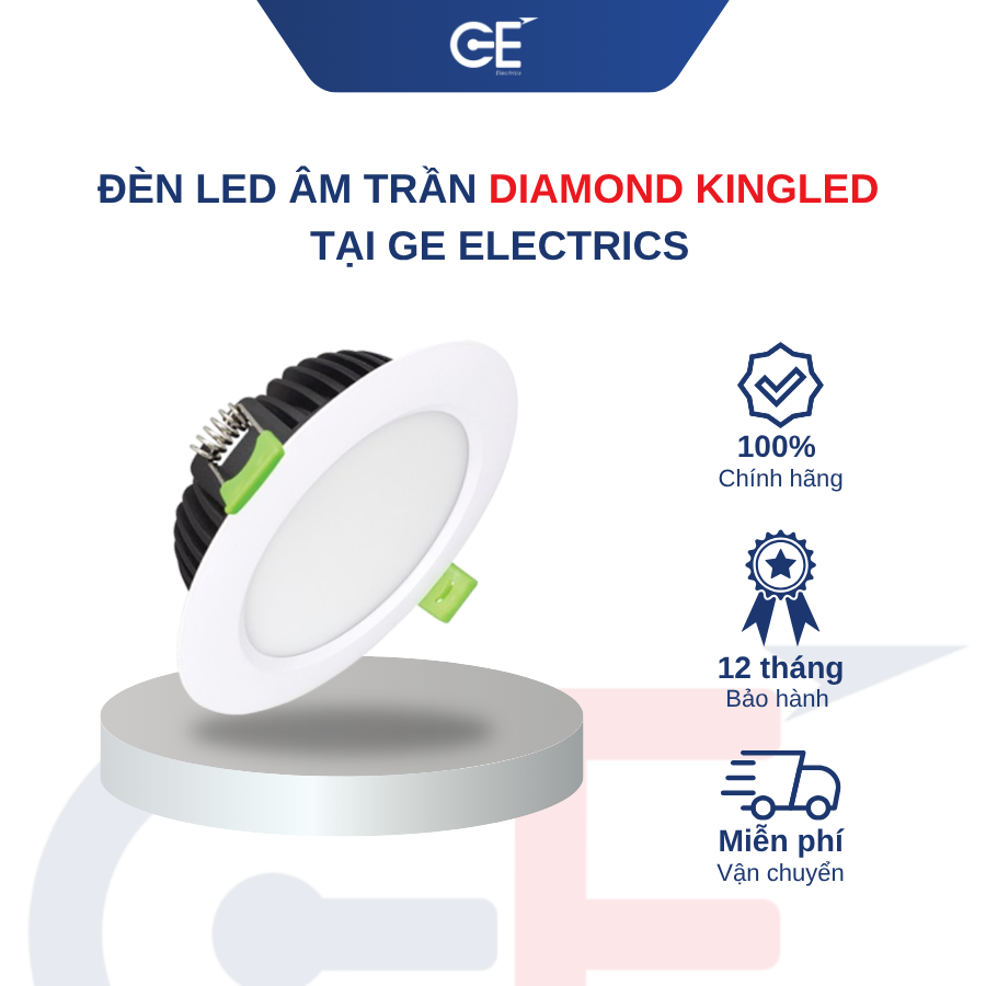 Đèn âm trần Kingled Diamond Công suất mạnh mẽ, sáng tuyệt đối