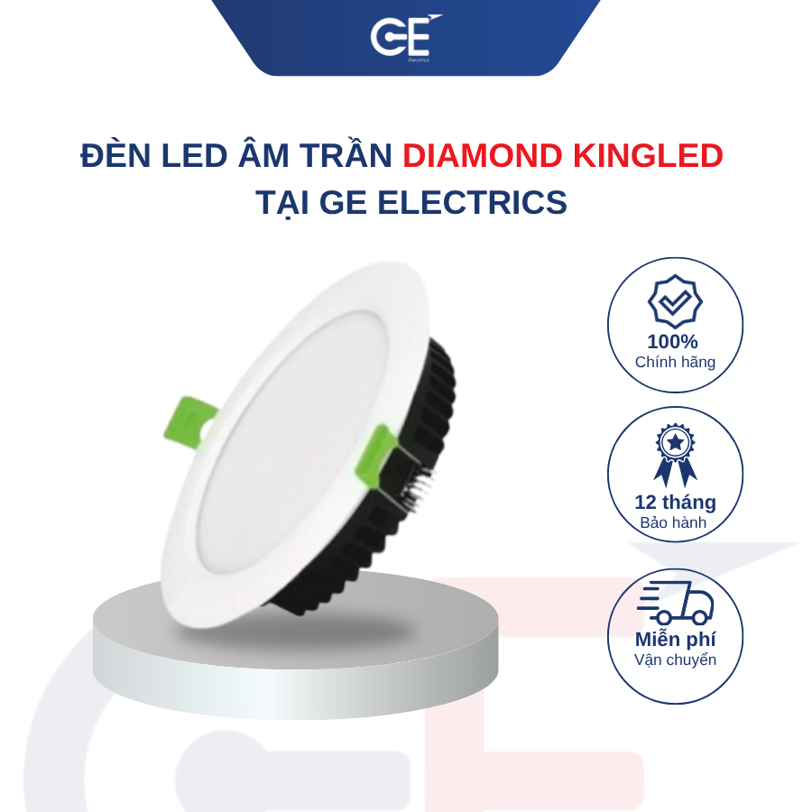 Đèn âm trần Kingled Diamond Độ bền cao, chiếu sáng bền bỉ