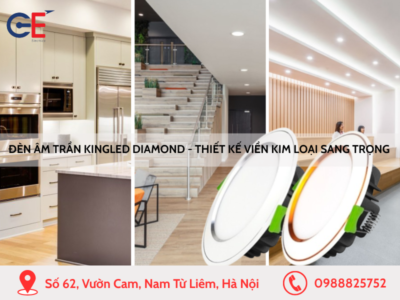 Đèn âm trần Kingled Diamond - Thiết kế viền kim loại sang trọng