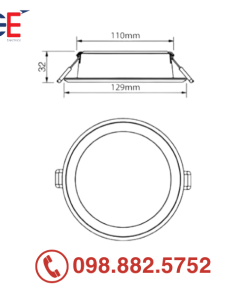 Đèn LED âm trần Panasonic DN 2G đơn sắc tròn 12W 110mm