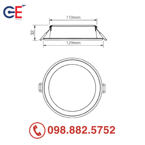 Đèn LED âm trần Panasonic DN 2G đơn sắc tròn 12W 110mm