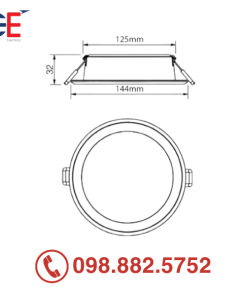 Đèn LED âm trần Panasonic DN 2G đơn sắc tròn 12W 125mm