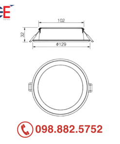 Đèn LED âm trần Panasonic DN 2G đơn sắc tròn 9W 110mm