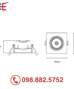Đèn downlight âm trần điều chỉnh góc Panasonic vuông 7W 60 độ