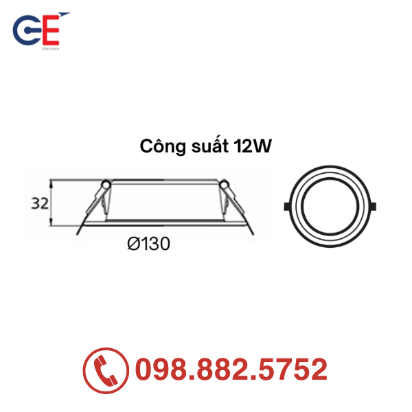 Đèn downlight Panasonic Color Rim 12W viền vàng Đèn downlight âm trần Panasonic Color Rim 12W viền vàng