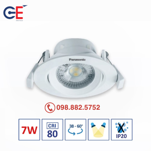 Đèn âm trần điều chỉnh góc Panasonic tròn 7W 38 độ