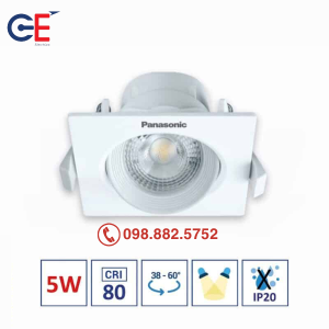 Đèn downlight điều chỉnh góc Panasonic vuông 5W 38 độ