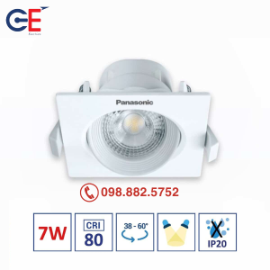 Đèn downlight âm trần điều chỉnh góc Panasonic vuông 7W 38 độ