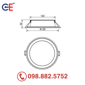 Đèn âm trần Panasonic DN 2G NNV70090WE1A 9W 110mm