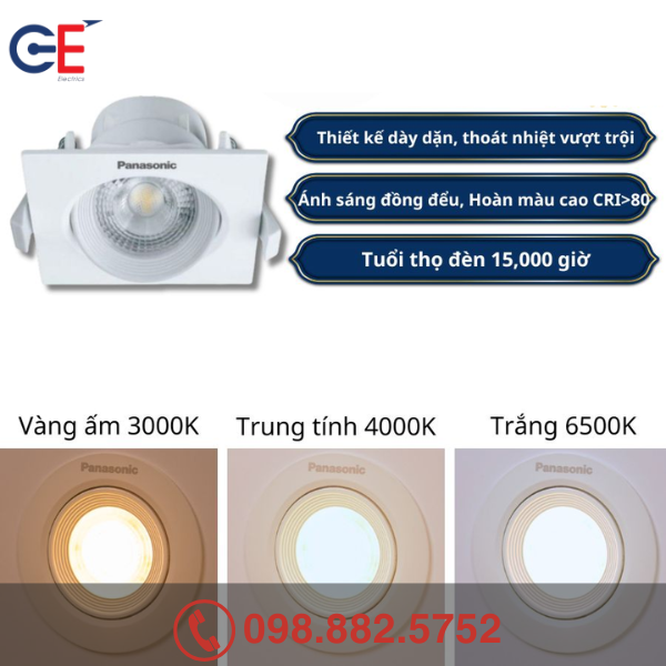 Đôi nét về Đèn downlight điều chỉnh góc Panasonic vuông 5W 60 độ