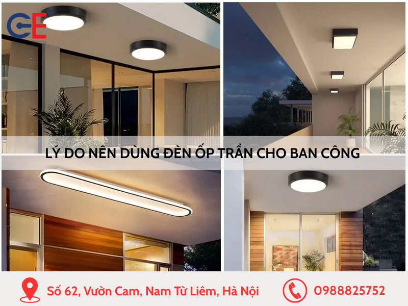 Lý do nên dùng đèn ốp trần cho ban công