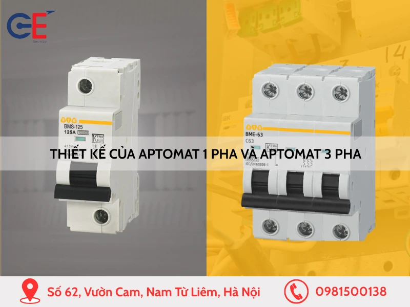 Thiết kế của aptomat 1 pha và aptomat 3 pha