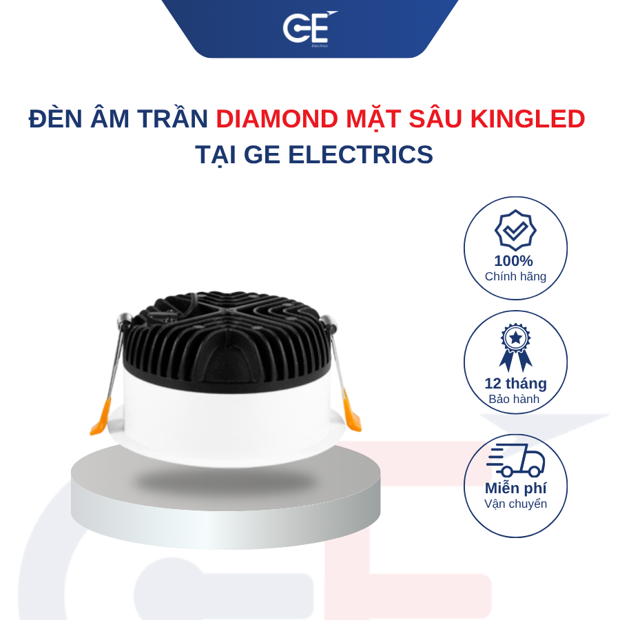 Thông số kỹ thuật và độ bền ấn tượng của Đèn âm trần Diamond mặt sâu Kingled