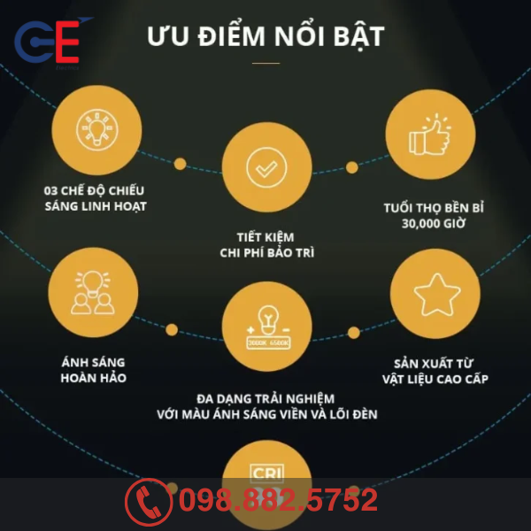 Ưu điểm của Đèn downlight âm trần Panasonic Color Rim 9W viền vàng