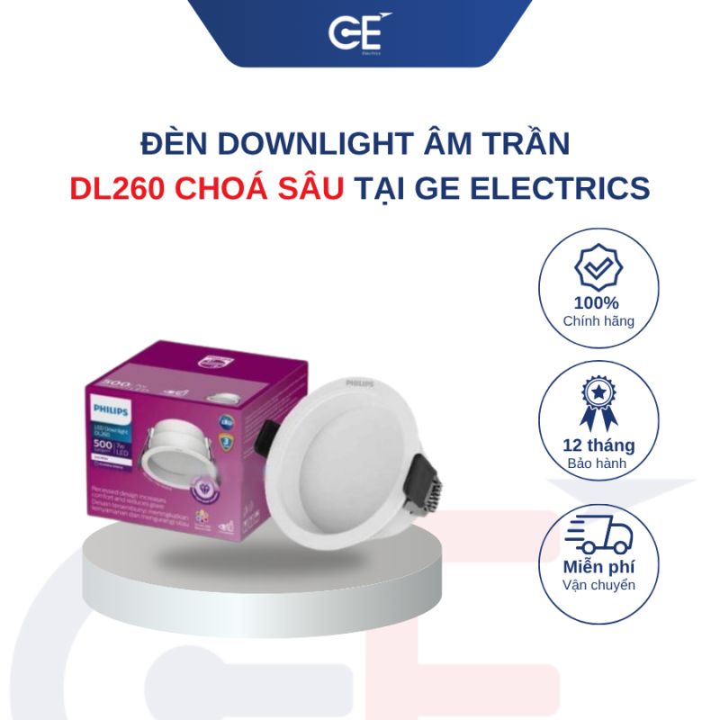 Ưu điểm vượt trội của Đèn LED âm trần DL260 Choá Sâu Philips