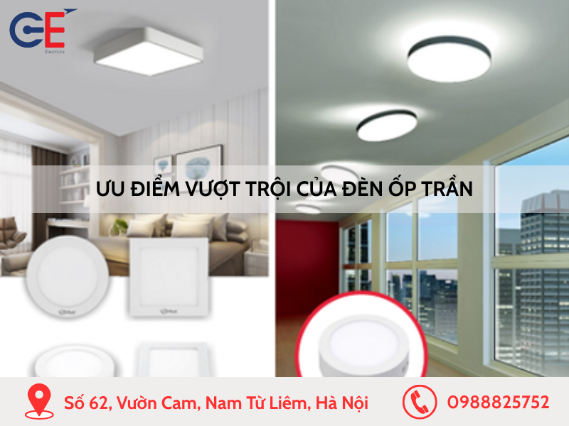 Ưu điểm vượt trội của đèn ốp trần