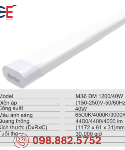 Bộ đèn LED Rạng Đông đổi màu M36 1200/40W vật liệu cao cấp
