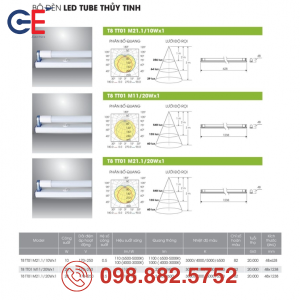 Bộ đèn LED Tube T8 N02 Rạng Đông M11/20Wx1 hiệu suất sáng cao