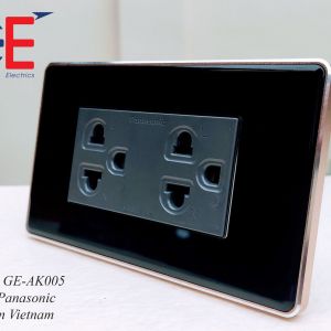 ổ cắm đôi ba chấu mặt kính cường lực