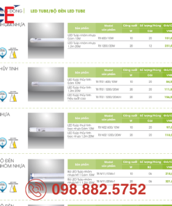 Bóng LED Tube Rạng Đông T8 TT01 1200/20W an toàn