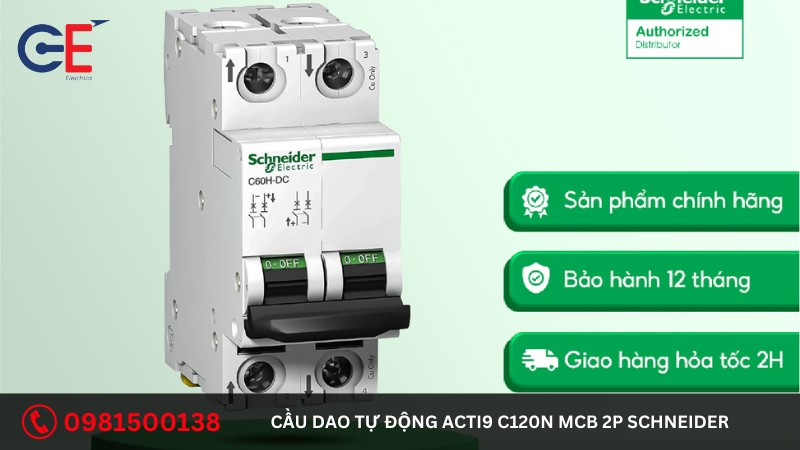 Cách lắp đặt cầu dao tự động Acti9 C120N MCB 2P Schneider