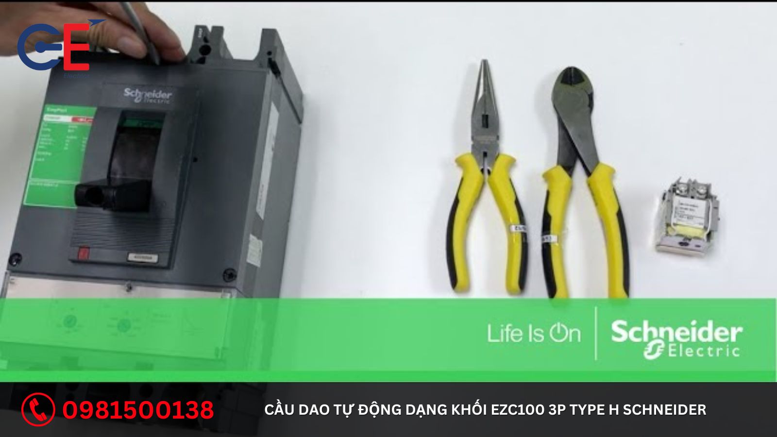 Cách lắp đặt cầu dao tự động dạng khối EZC100 3P Type H Schneider