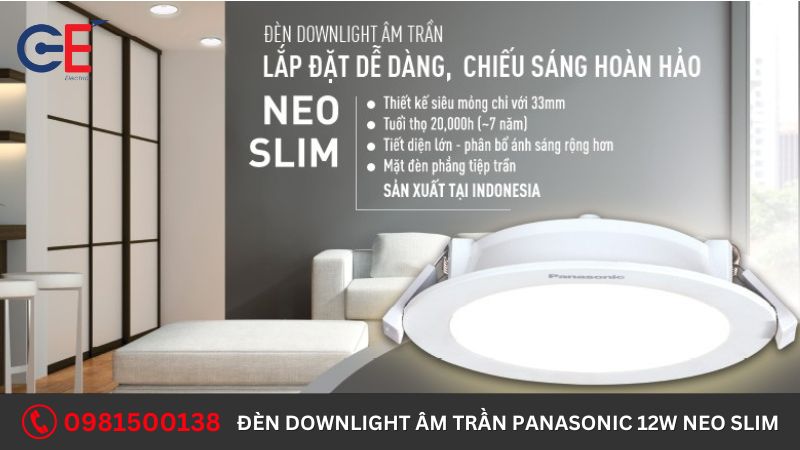 Cách lắp đặt đèn Downlight âm trần Panasonic 12W Neo Slim