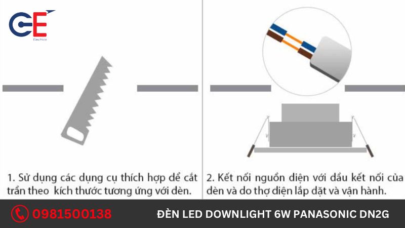 Cách lắp đặt đèn Led Downlight 6W Panasonic DN2G 