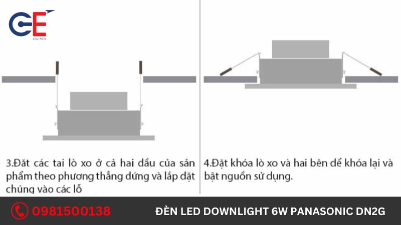 Cách lắp đặt đèn Led Downlight 6W Panasonic DN2G 