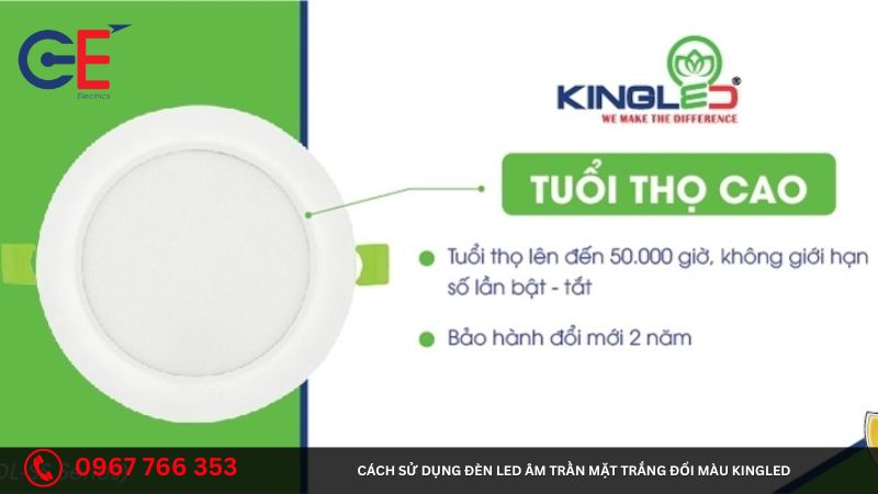 Cách sử dụng đèn led âm trần mặt trắng đổi màu Kingled