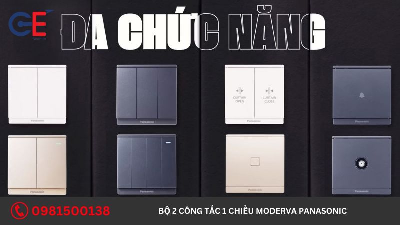 Cấu tạo của bộ 2 công tắc 1 chiều Moderva Panasonic