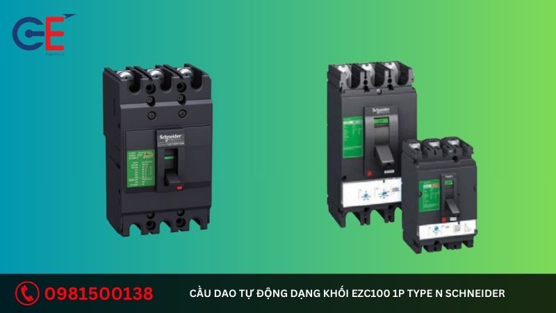 Cấu tạo về cầu dao tự động dạng khối EZC100 1P Type N Schneider