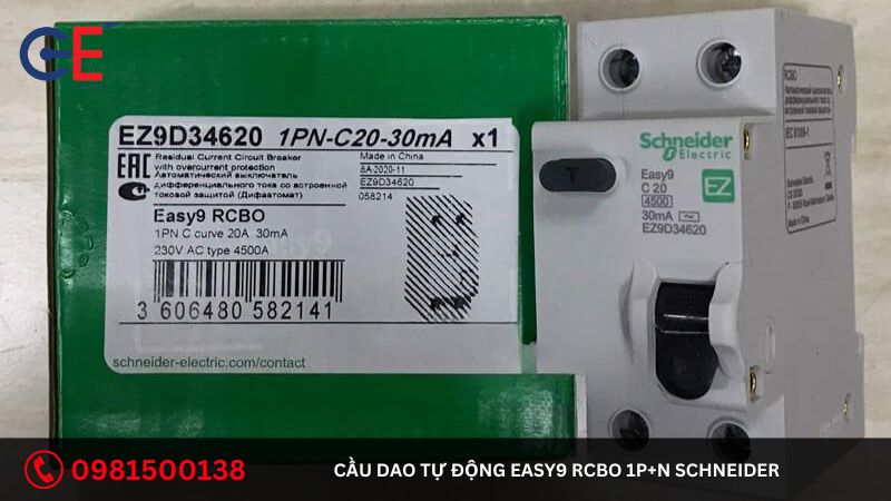 Cấu tạo của cầu dao tự động Easy9 RCBO 1P+N Schneider