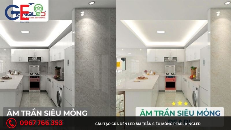 Cấu tạo của đèn Led âm trần siêu mỏng Pearl Kingled