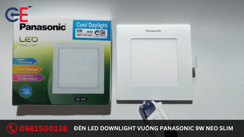 Cấu tạo của đèn led Downlight vuông Panasonic 9W Neo Slim