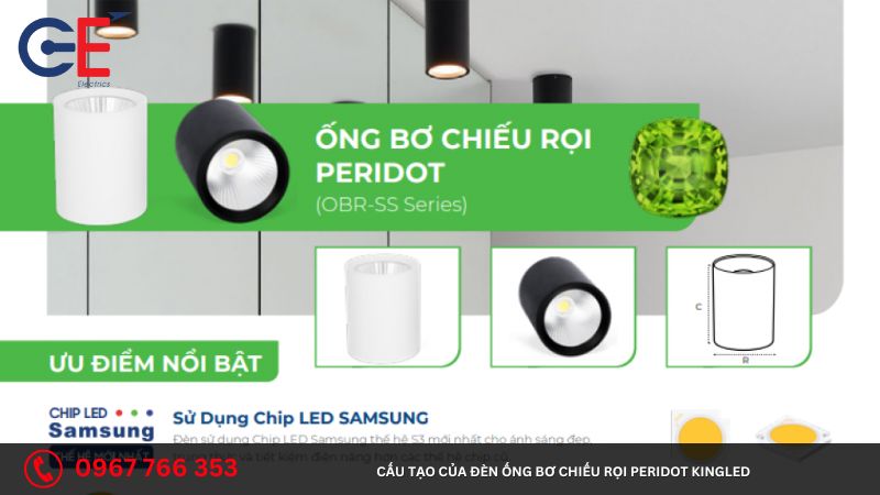 Cấu tạo của đèn ống bơ chiếu rọi Peridot Kingled