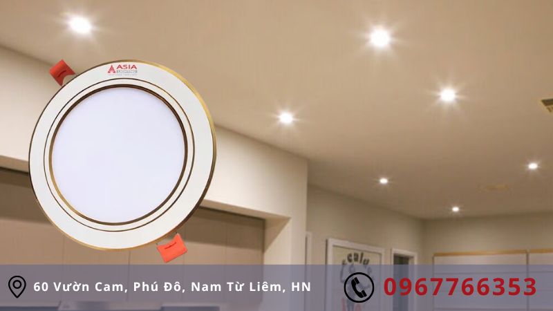 Cấu tạo về downlight 9W 3 màu Asia viền vàng