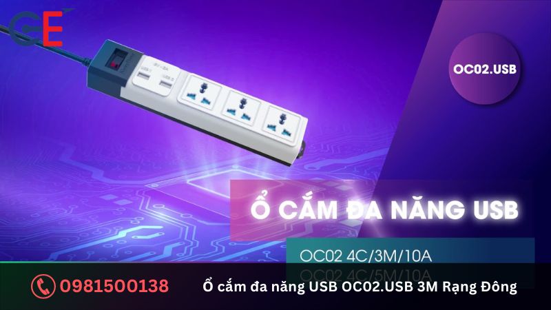 Cấu tạo của cắm đa năng USB OC02.USB 3M Rạng Đông