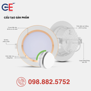Đèn LED Downlight Rạng Đông AT56 90/8W cấu tạo