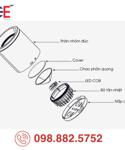 Cấu tạo Đèn LED Downlight Rạng Đông nổi trần NT01 90/10W