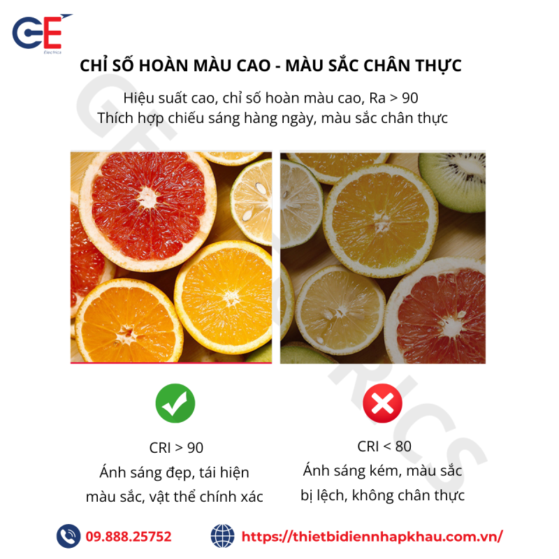 Chỉ số hoàn màu cao ánh sáng trung thực