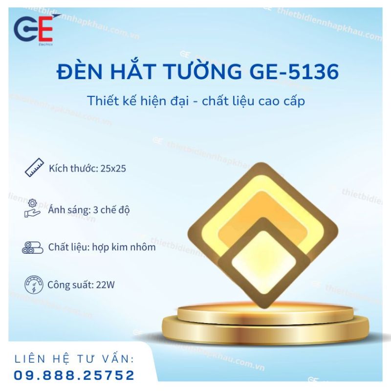 Chi tiết đèn chiếu sáng gắn tường GE-5136